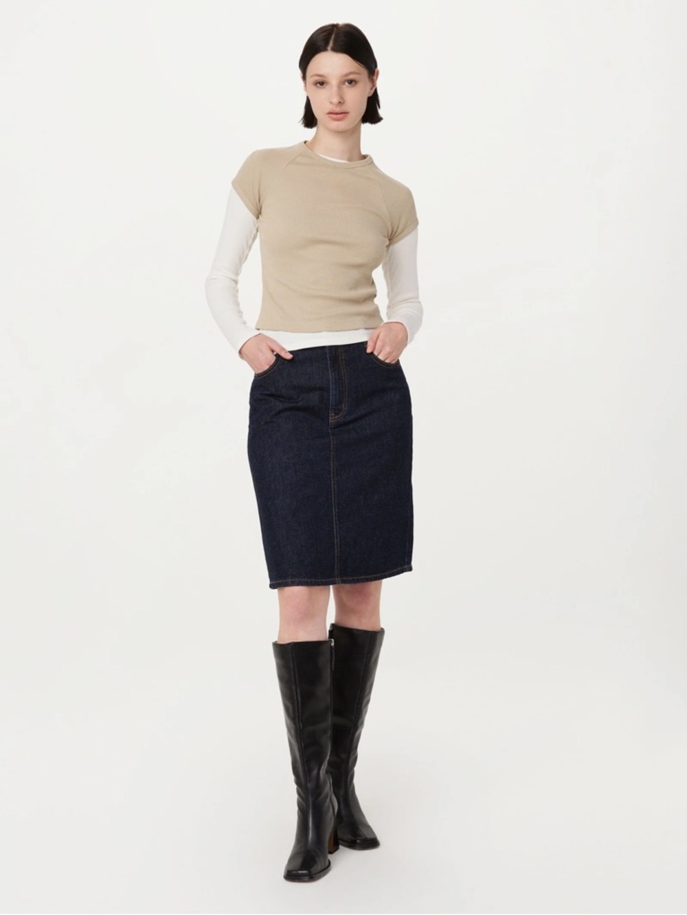 Frank & Oak Dark Blue Denim Skirt